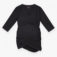 Nursing Top Black Cotton Skin-to-Skin Wrap
