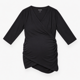 Nursing Top Black Cotton Skin-to-Skin Wrap
