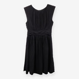 Black Sleeveless Tea Dress Ruched Waist