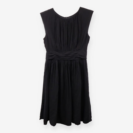 Black Sleeveless Tea Dress Ruched Waist