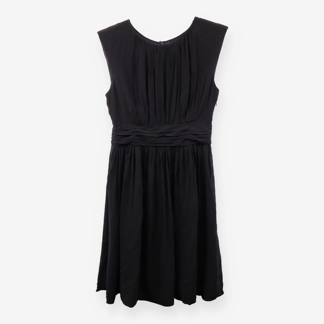 Black Sleeveless Tea Dress Ruched Waist