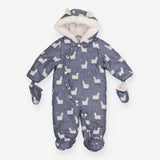 Grey Llama pramsuit fur lined