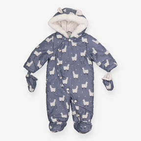 Grey Llama pramsuit fur lined
