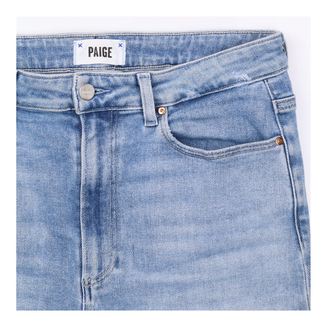 Jeans Light Wash Blue Raw Hem Straight Leg