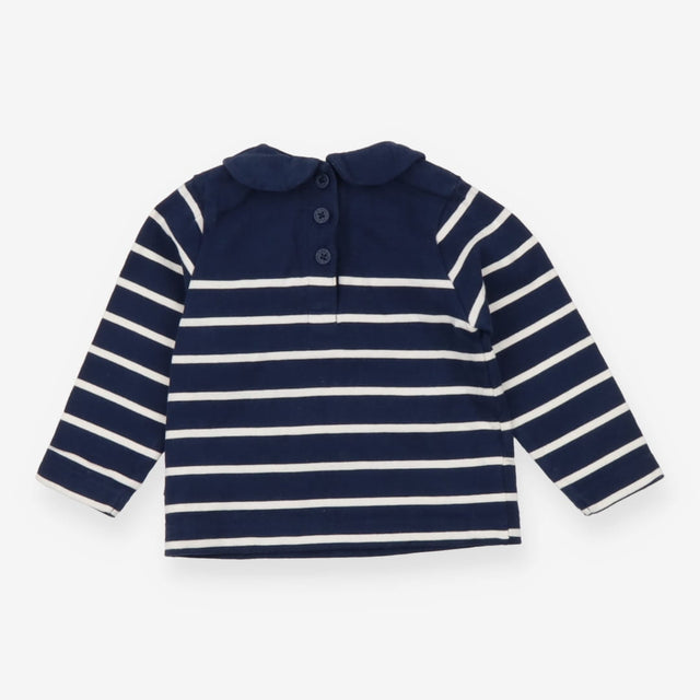 Navy Striped Collared Long Sleeve
