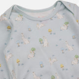 Bodysuit LS blue white bunnies