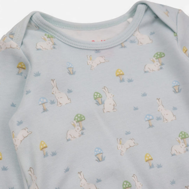 Bodysuit LS blue white bunnies