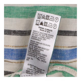 Midi Dress Green Blue Striped Linen Blend Metallic