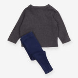 Grey Long Sleeve and Blue Leggings