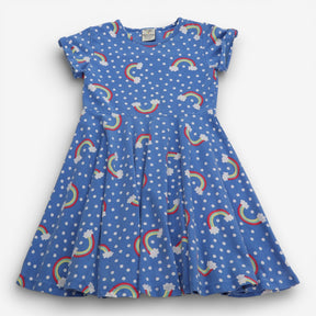 Blue Polka Dot & Rainbow Dress