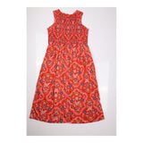 Dress Midi Shirred Organic Cotton Terracotta Flora