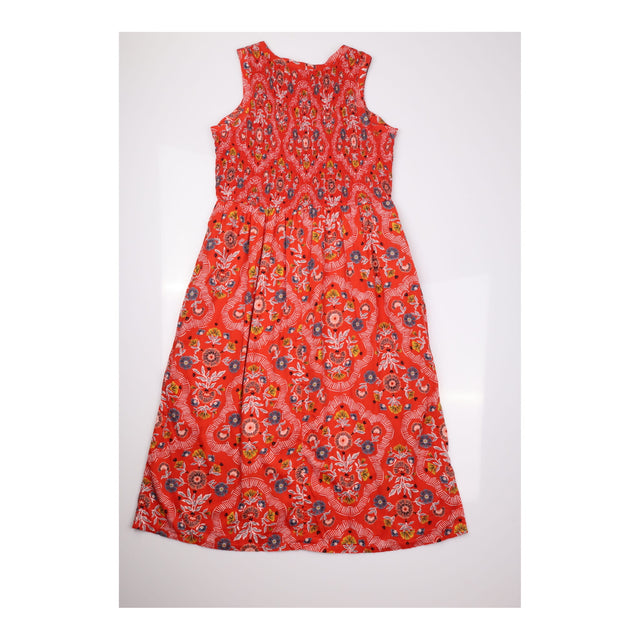 Dress Midi Shirred Organic Cotton Terracotta Flora