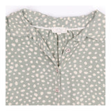 Sage Green Polka Dot Short Sleeve Tie Front