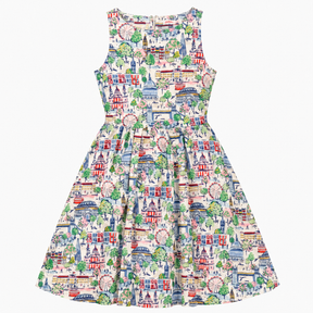 London Scene Printed Sleeveless Cotton A-Line Dres