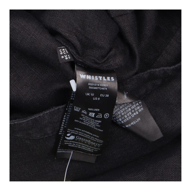 Jumpsuit Linen Short Sleeve Button Front Black