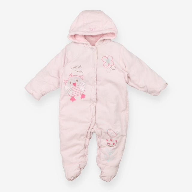 Pramsuit pink cord fur lining Tweet Twoo