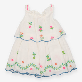 Dress summer white embroidered flowers