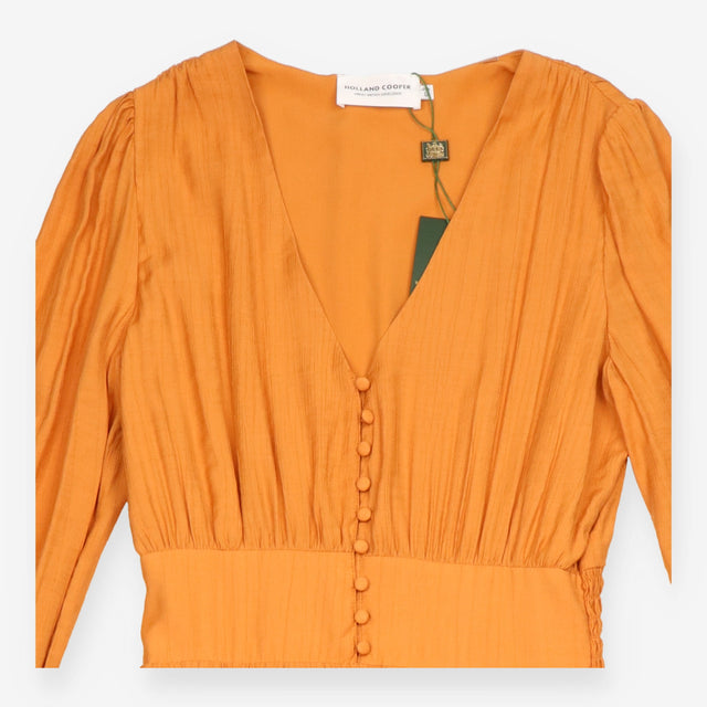 Holland Cooper Burnt Orange Button Front Maxi Dres