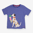 Tee Blue with Strips and Dog eating Ice Cream 