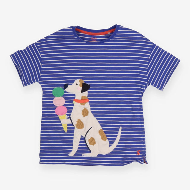 Tee Blue with Strips and Dog eating Ice Cream 