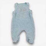 Outfit velour dungarees blue rabbits LS bodysuit f