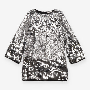 Disco Ball Dress Black with Silver Sequin