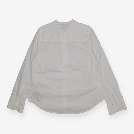 Cotton Poplin Ruffle Sleeve Shirt White Classic Fi
