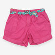 Shorts pink pockets turn ups floral belt
