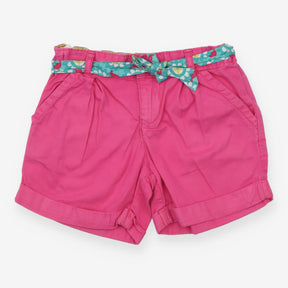Shorts pink pockets turn ups floral belt
