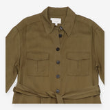 Midi Utility Dress Dark Khaki Lyocell Belted