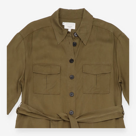 Midi Utility Dress Dark Khaki Lyocell Belted