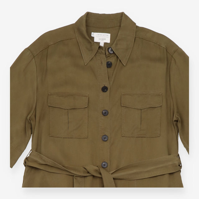 Midi Utility Dress Dark Khaki Lyocell Belted