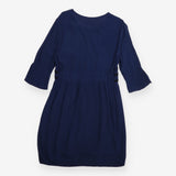 Maternity Dress Blue Velvet Trim Nursing Zip