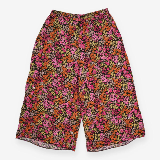 Floral Wide Leg Viscose Trousers Multicolour Black
