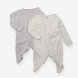 Sleepsuits Grey White and Yellow Spots