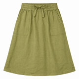 Skirt Olive Green Linen Pepper Moth Drawstring