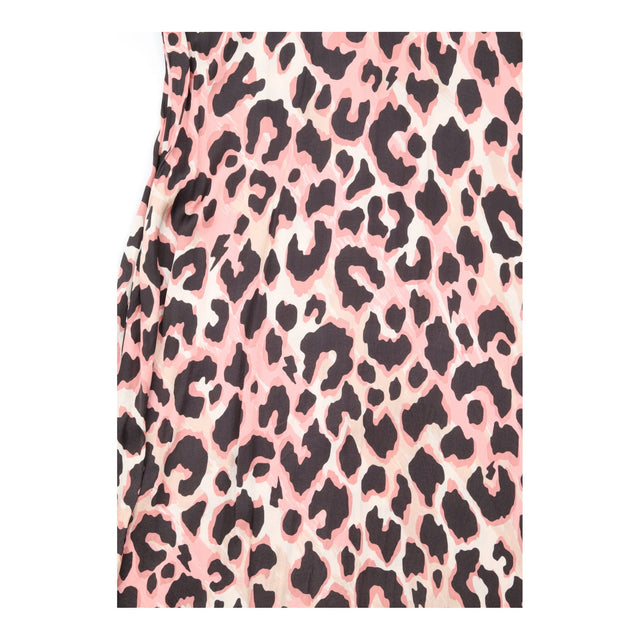 Midi Tiered Dress Black with Pink Leopard Print & 
