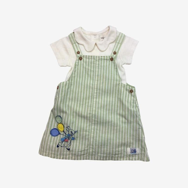 Green Stripe Peter Rabbit Pinafore Dress with Body
