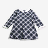 Dress long sleeve with collar green and blue tarta