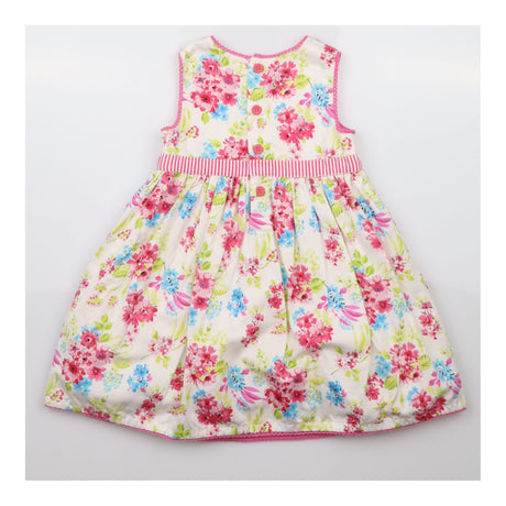 Jersey Dress White with Floral Pattern and Pink an