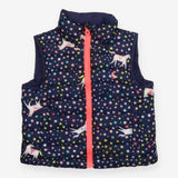 Navy Reversible Gilet with Unicorns