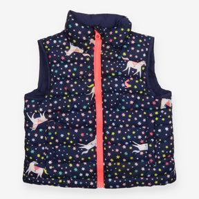 Navy Reversible Gilet with Unicorns