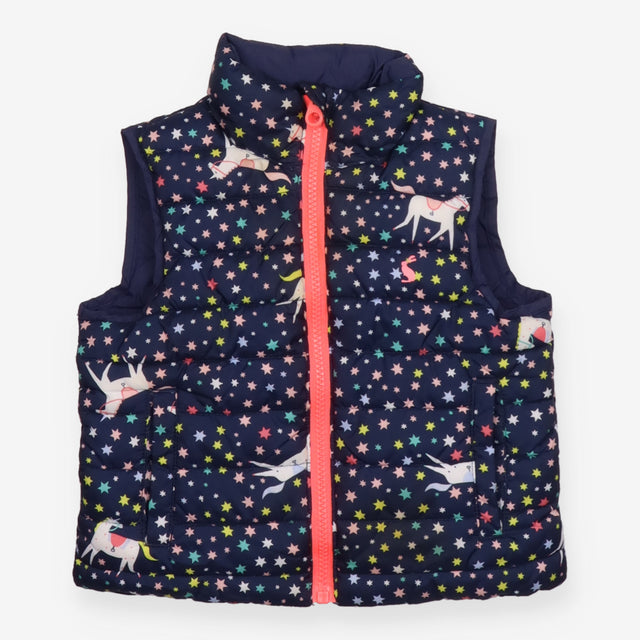 Navy Reversible Gilet with Unicorns