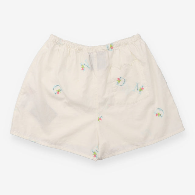 Boxer Shorts White Embroidered Alphabet Floral Org