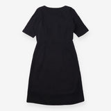 Dress Black Short Sleeve Tailored Button Detail Kn