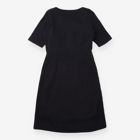 Dress Black Short Sleeve Tailored Button Detail Kn