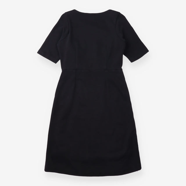 Dress Black Short Sleeve Tailored Button Detail Kn