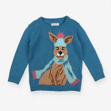 Sweater knit blue winter kangaroo