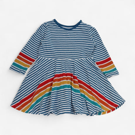 Dress Jersey Long Sleeve Blue Stripe with Rainbows