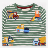 T-shirt green and white stripe tractor